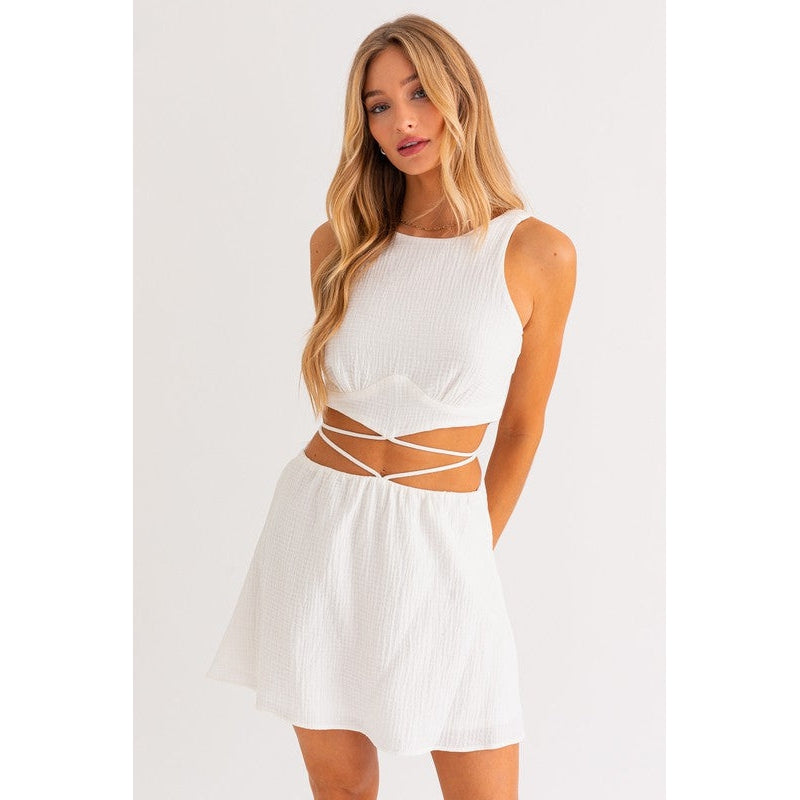 Sleeveless Mini Dress || Off White